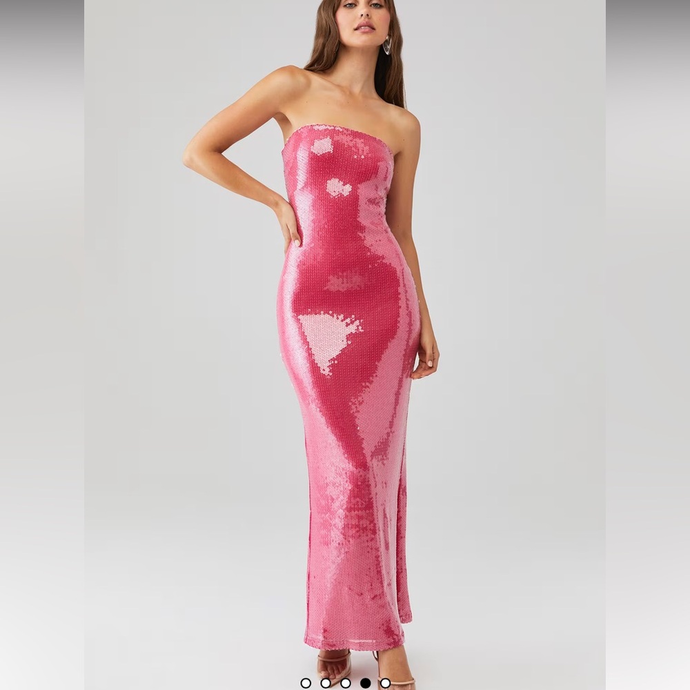 Rare London Fuchsia Sequin Bandeau Dress